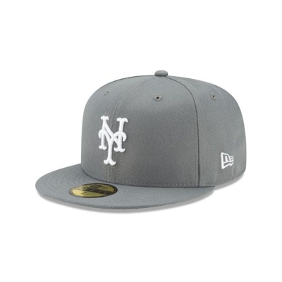 Grey New York Mets Hat - New Era MLB Floral Undervisor 59FIFTY Fitted Caps USA0279354